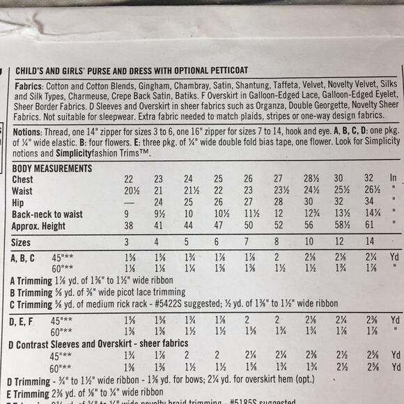 Simplicity 9497 Sewing Pattern Girl's Dresses w/Purse Patterns Sz HH (3, 4, 5, 6 - Picture 7 of 10